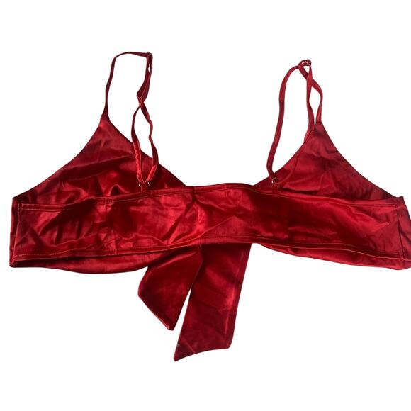 Yandy Red Satin Bow Bra Adjustable L/XL NWT - Picture 5 of 12